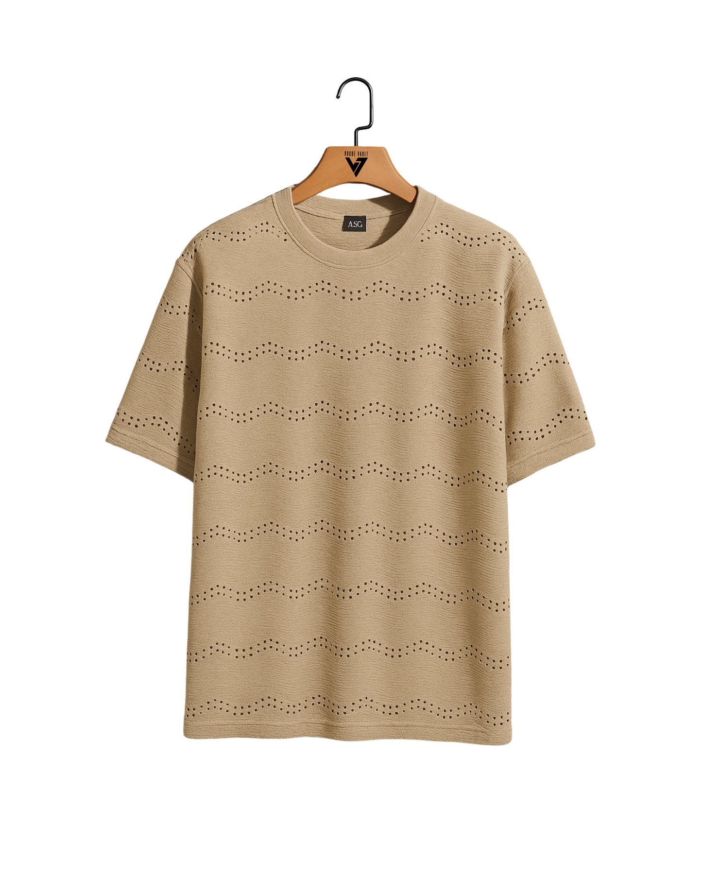 Beige Wave Pattern T-Shirt