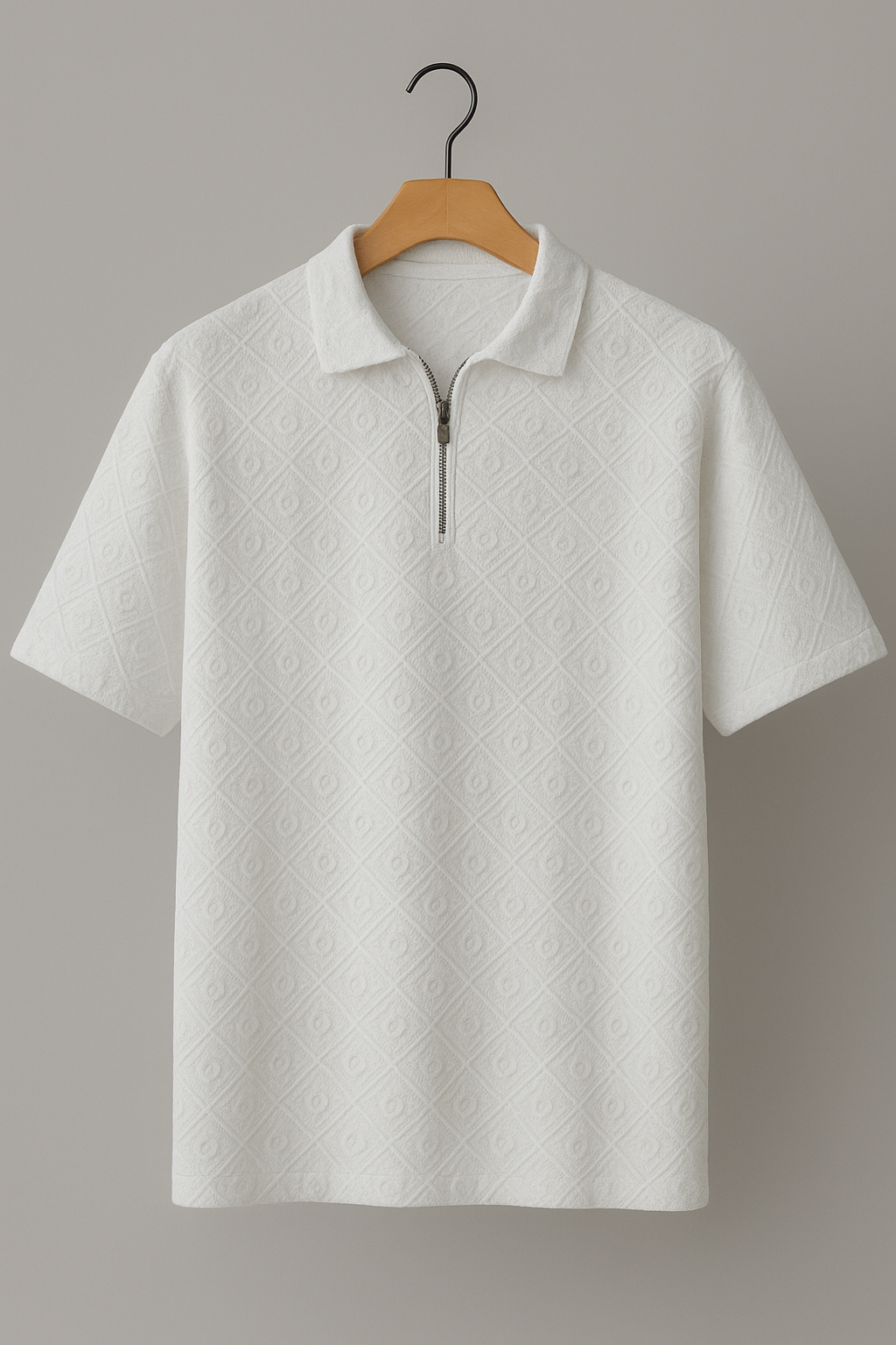 White Perforated Polo Shirt