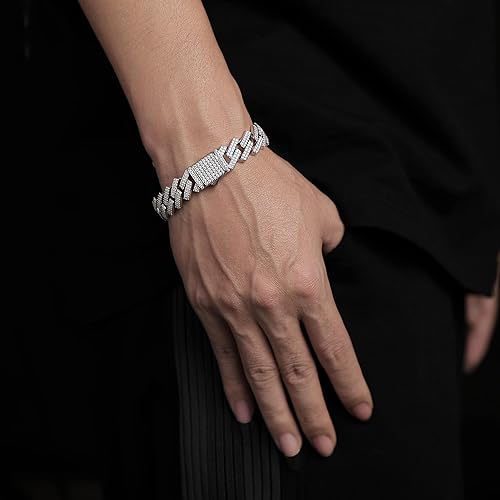 Iced Out Curb Chain Bracelet - Silver