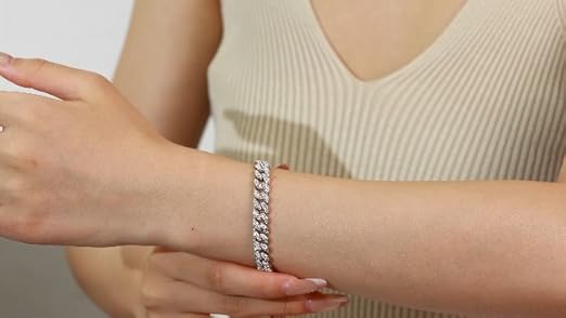 Iced Out Curb Chain Bracelet - Silver