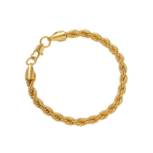 Stainless Steel Rope Chain Bracelet - Silver & Golden