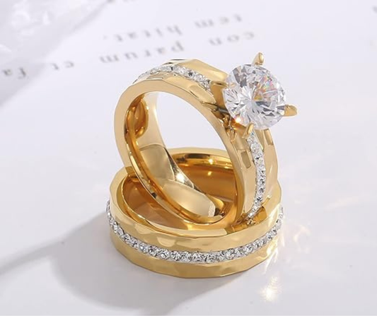 Classic Gold-Toned Couple Ring Set