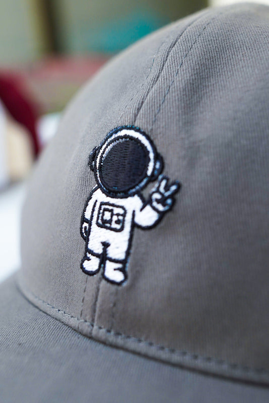 Gray Astronaut Embroidered Cap