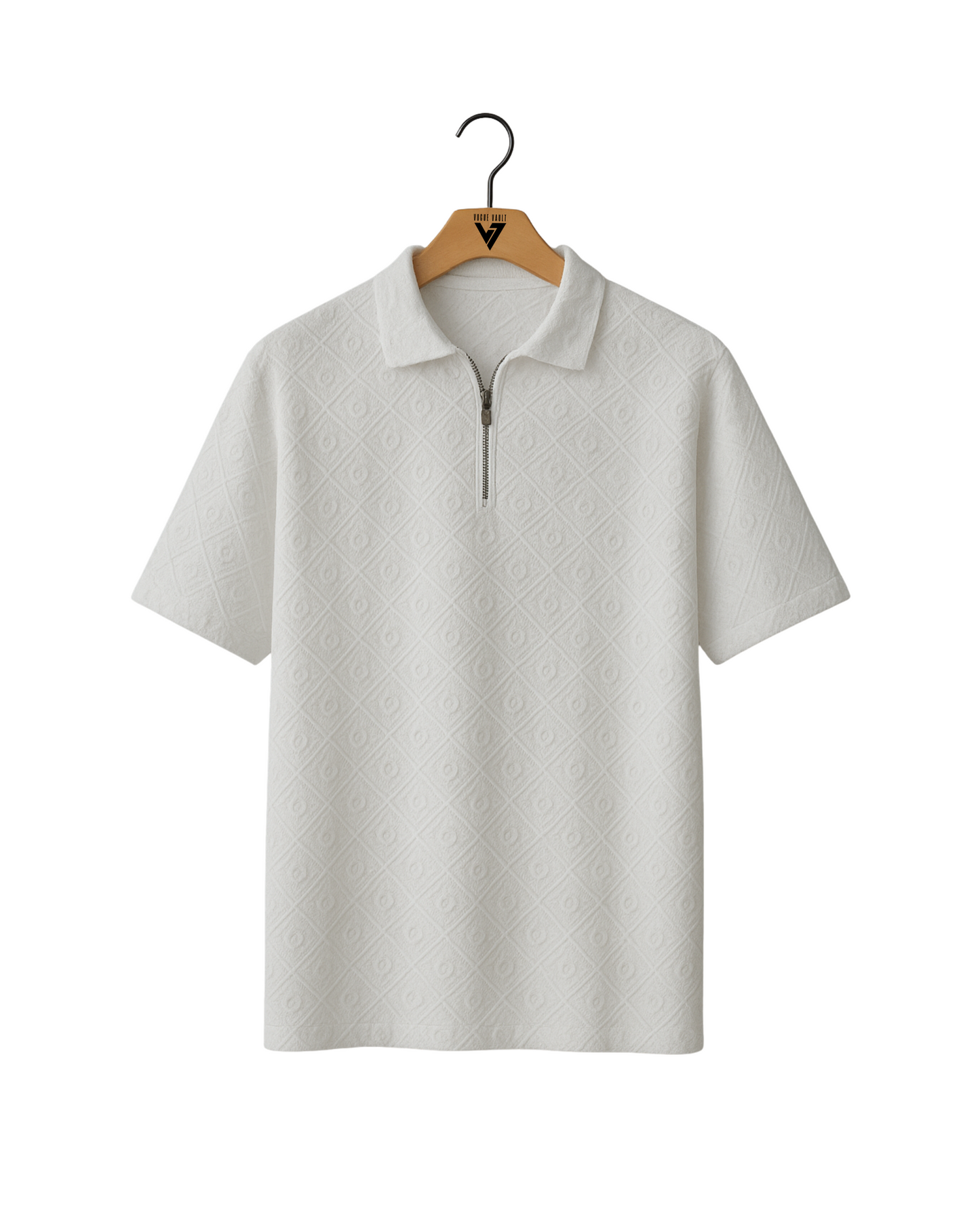 White Perforated Polo Shirt