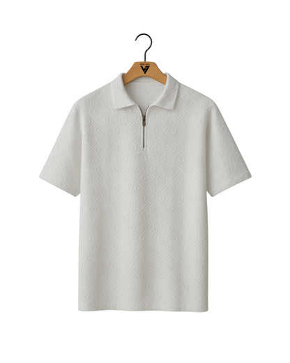 White Perforated Polo Shirt