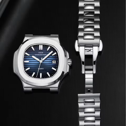 Blue Dial Stainless Steel Watch