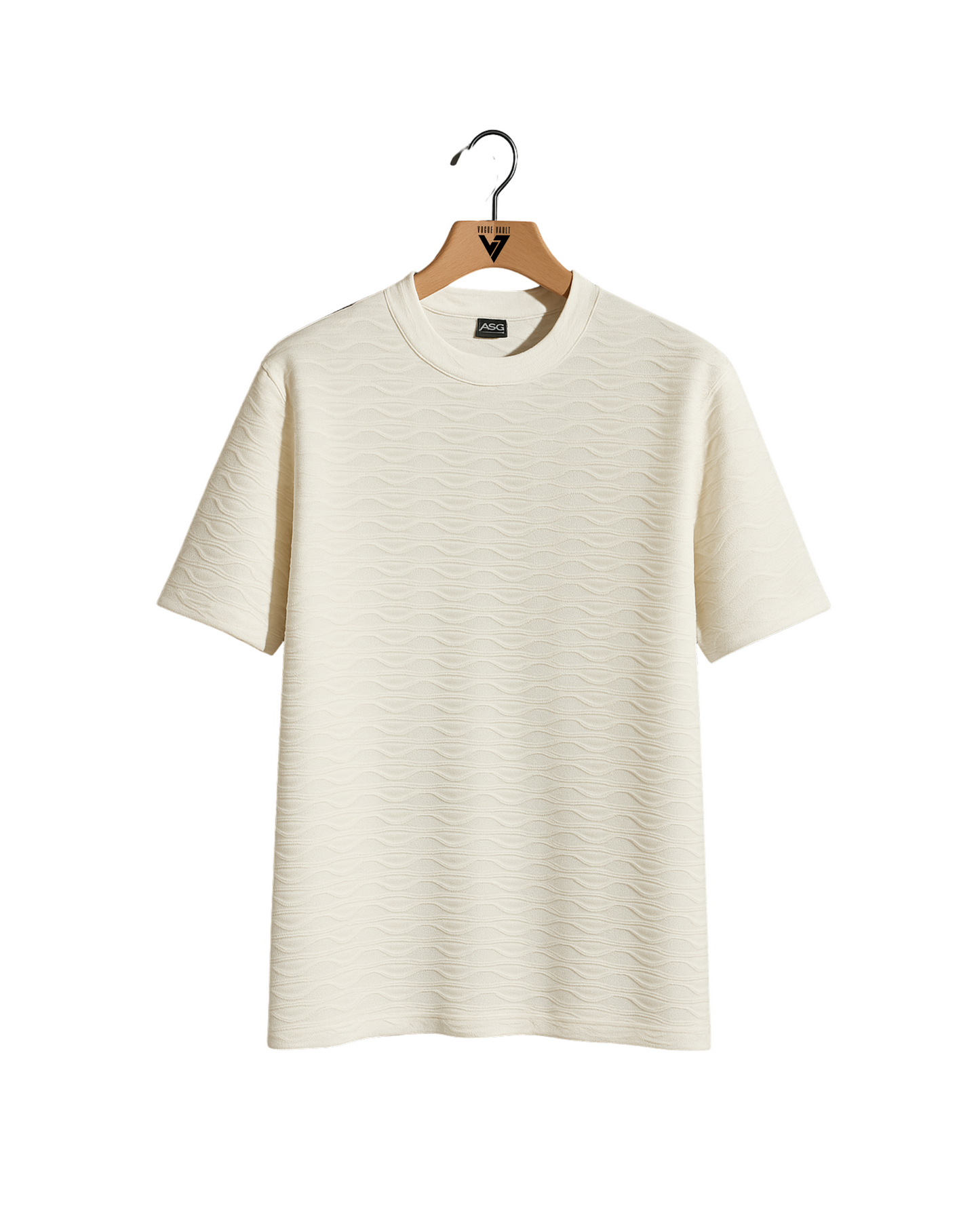 Textured Wave Pattern T-Shirt – Off White