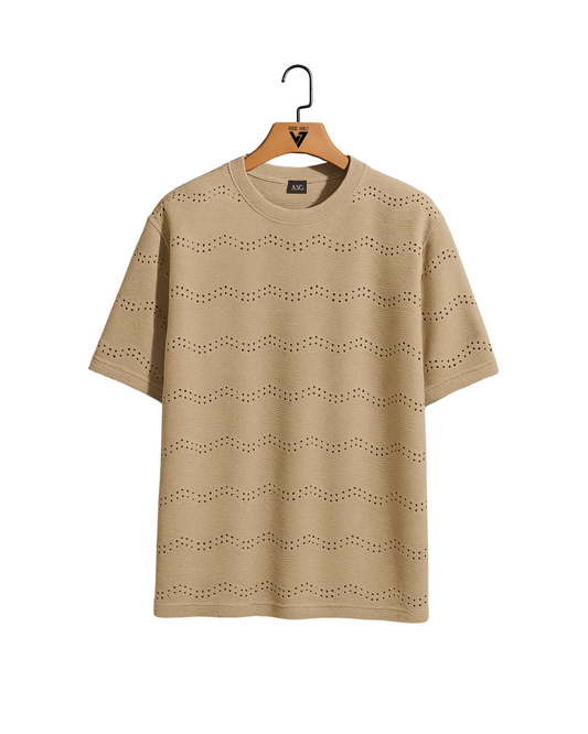 Beige Wave Pattern T-Shirt
