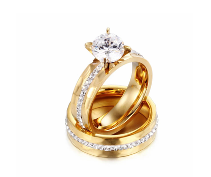 Classic Gold-Toned Couple Ring Set