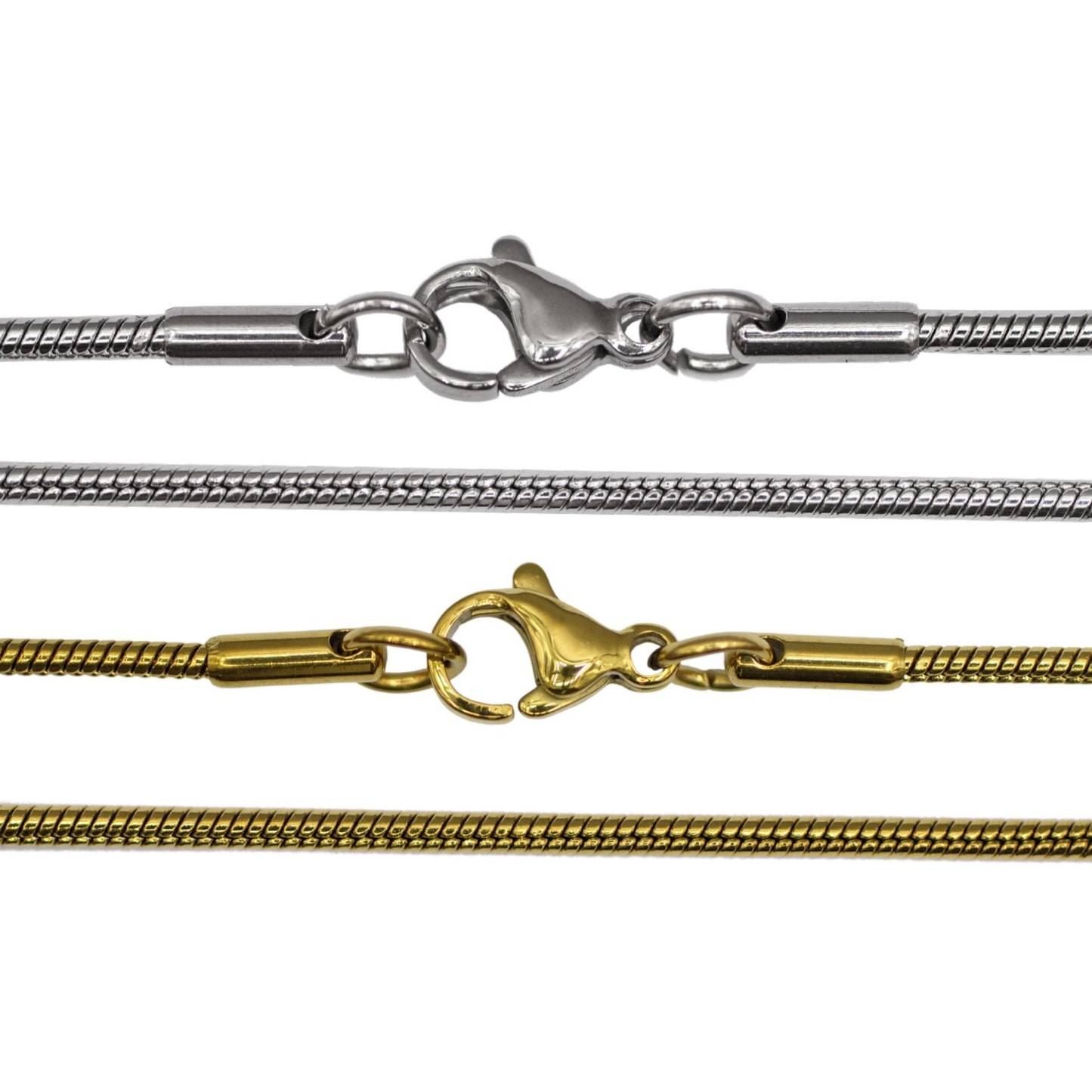 Silver & Gold Snake Chain Necklace - 18 Inch Sterling Silver/Gold-Filled