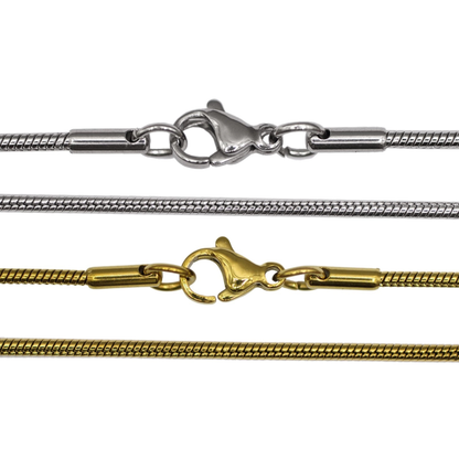 Silver & Gold Snake Chain Necklace - 18 Inch Sterling Silver/Gold-Filled