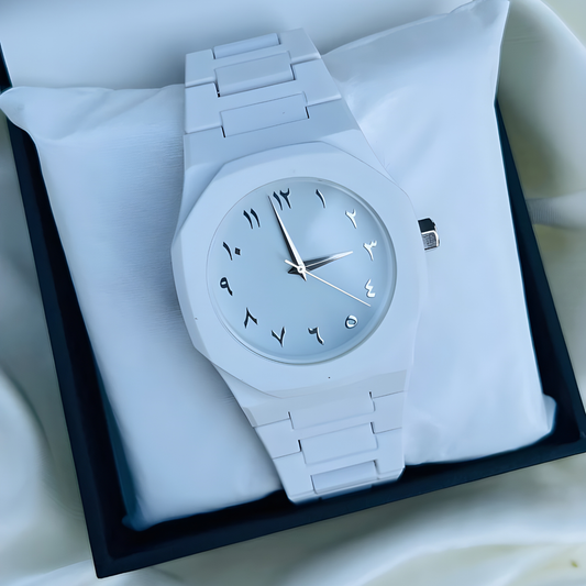 White Octagonal Arabic Watch