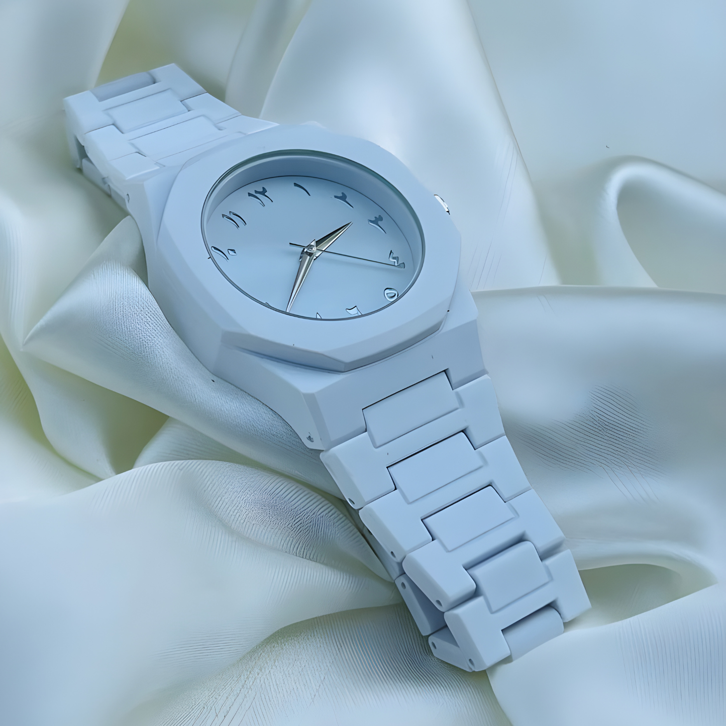 White Octagonal Arabic Watch