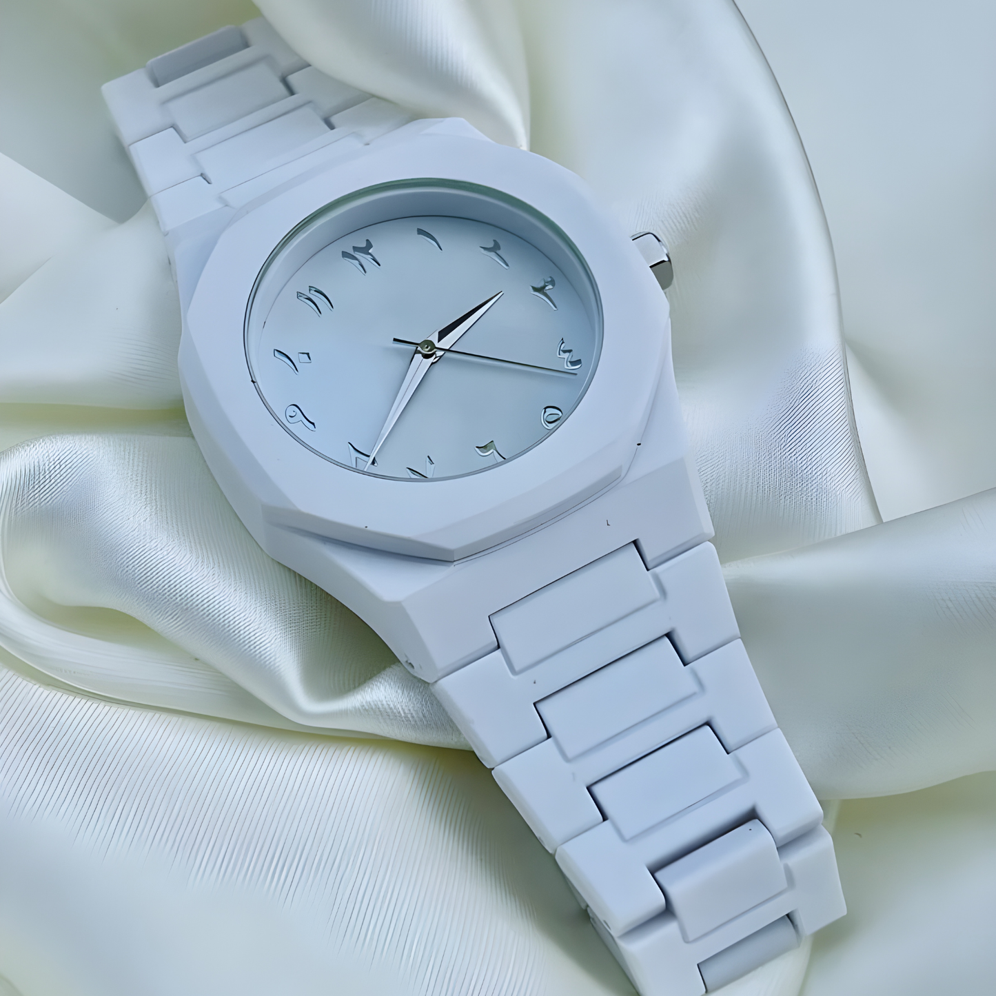 White Octagonal Arabic Watch