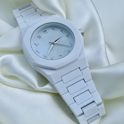 White Octagonal Arabic Watch