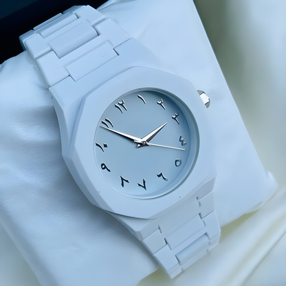 White Octagonal Arabic Watch