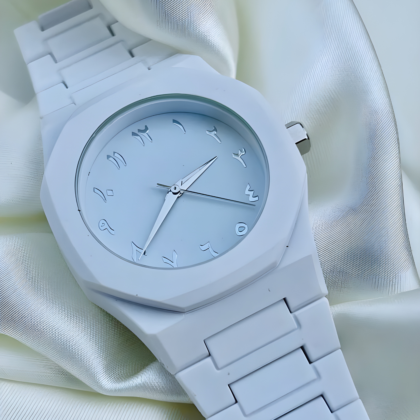 White Octagonal Arabic Watch