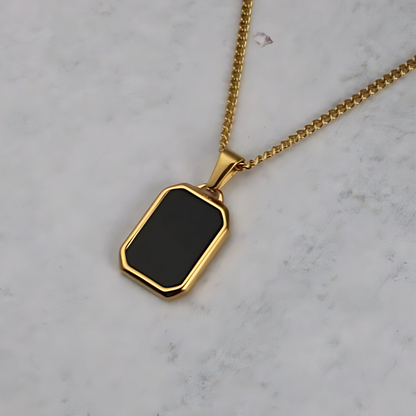 Black Pendant Necklace - Gold & Silver Chains | Unisex Necklace  |  Vogue Vault PK