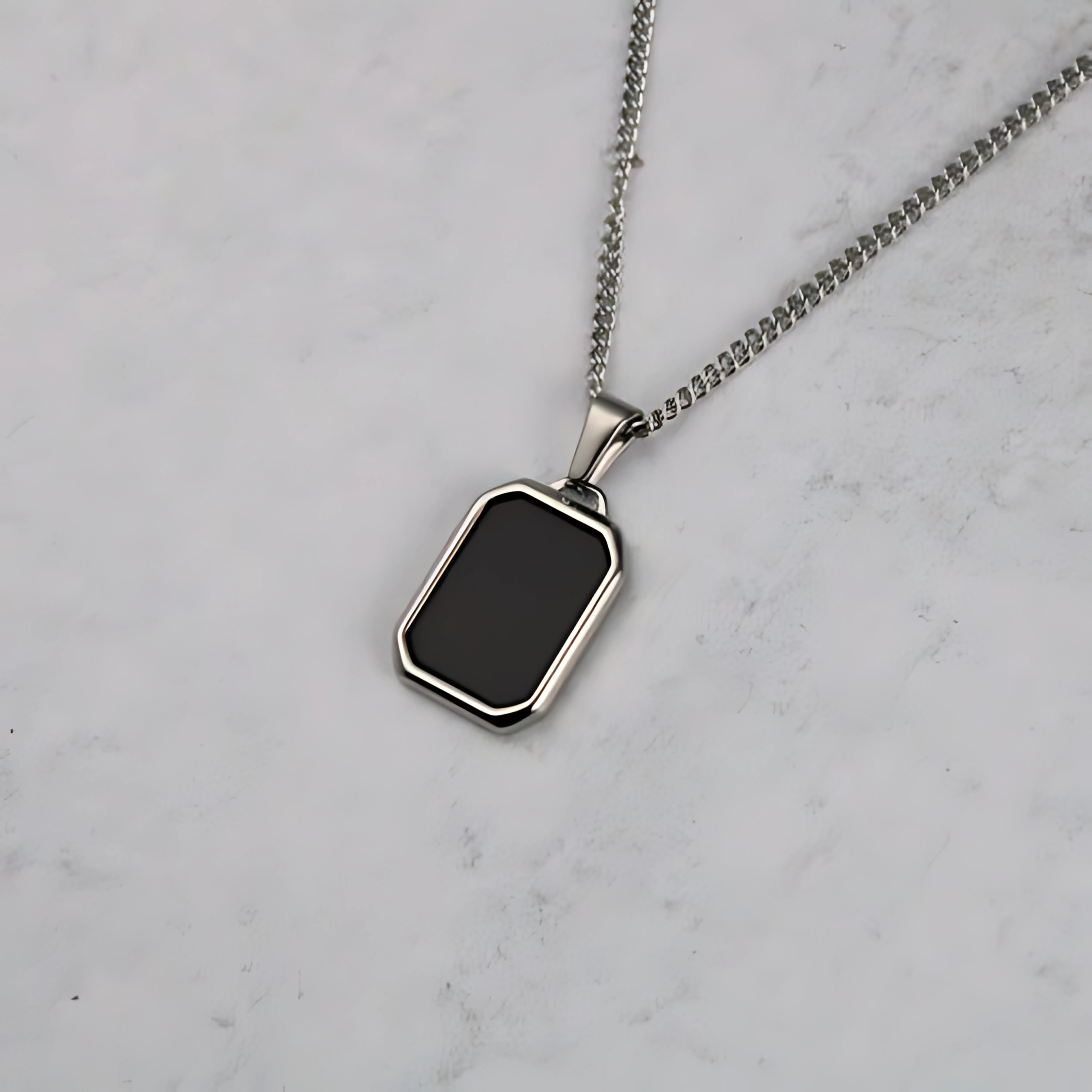 Black Pendant Necklace - Gold & Silver Chains | Unisex Necklace  |  Vogue Vault PK