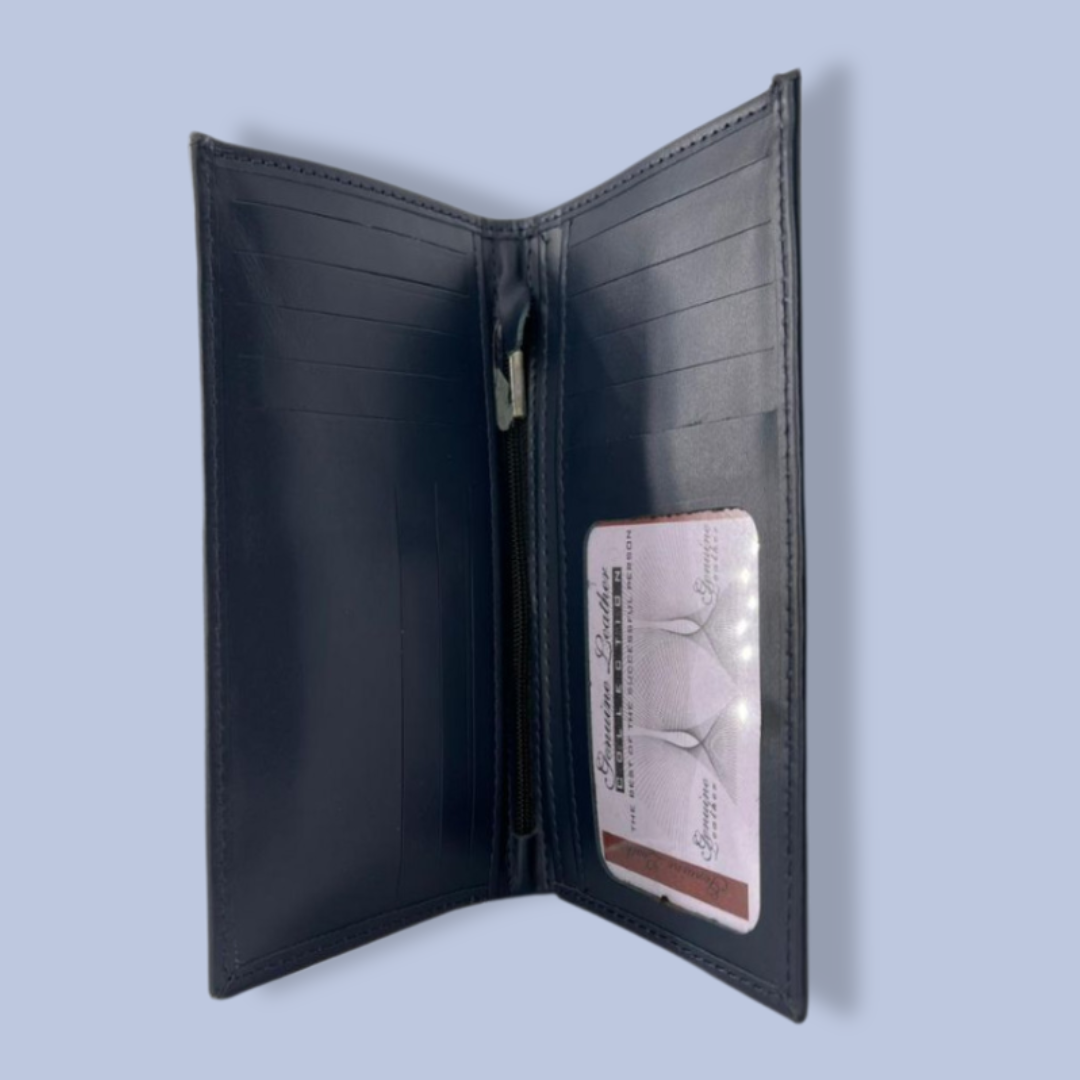 Pure cow leather long wallet for men