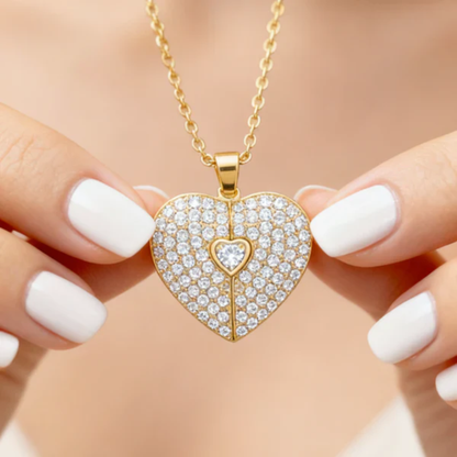 Golden Heart Wings – Personalized Name & Date Angel Necklace