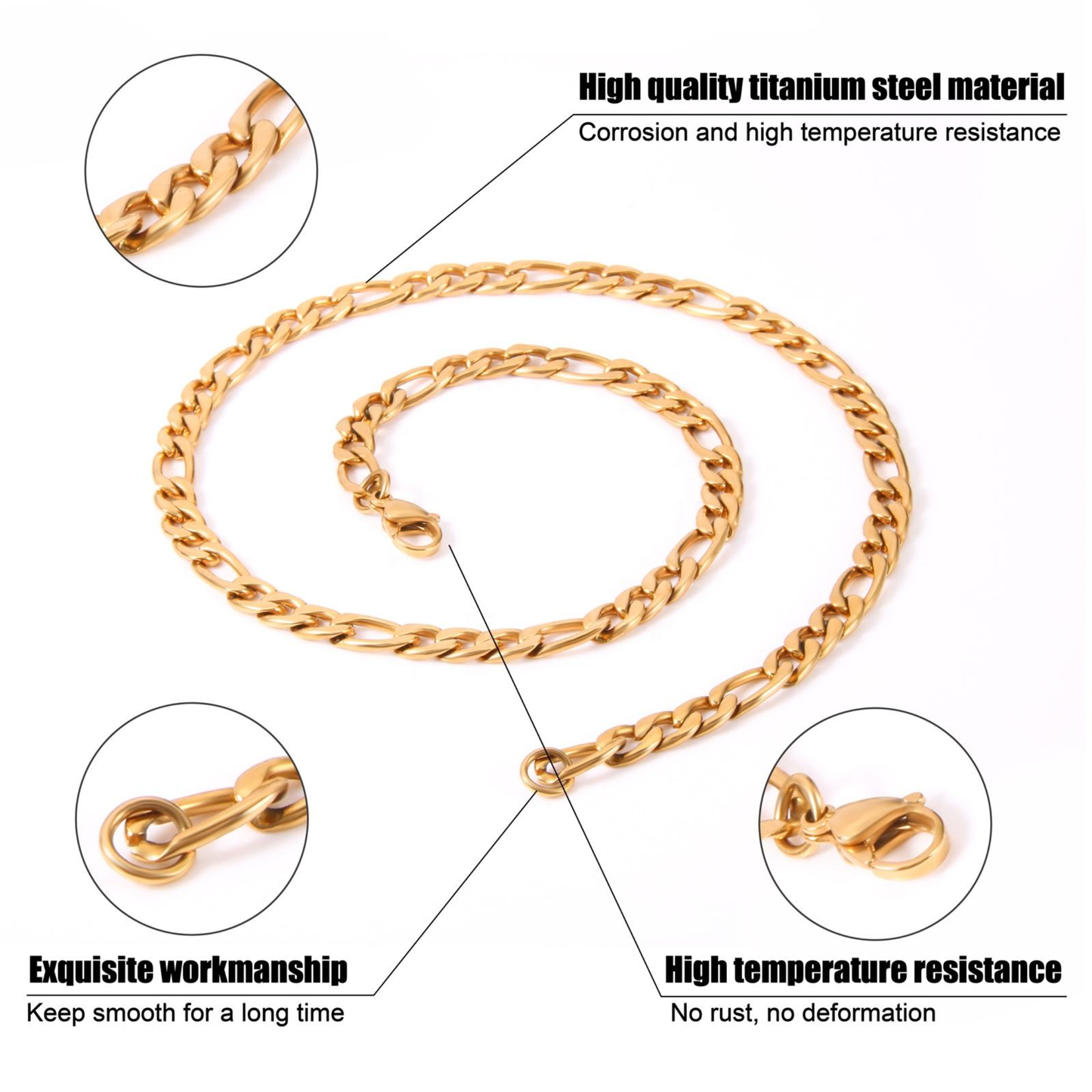 Tone Figaro Chain - Titanium Steel, Adjustable Fit