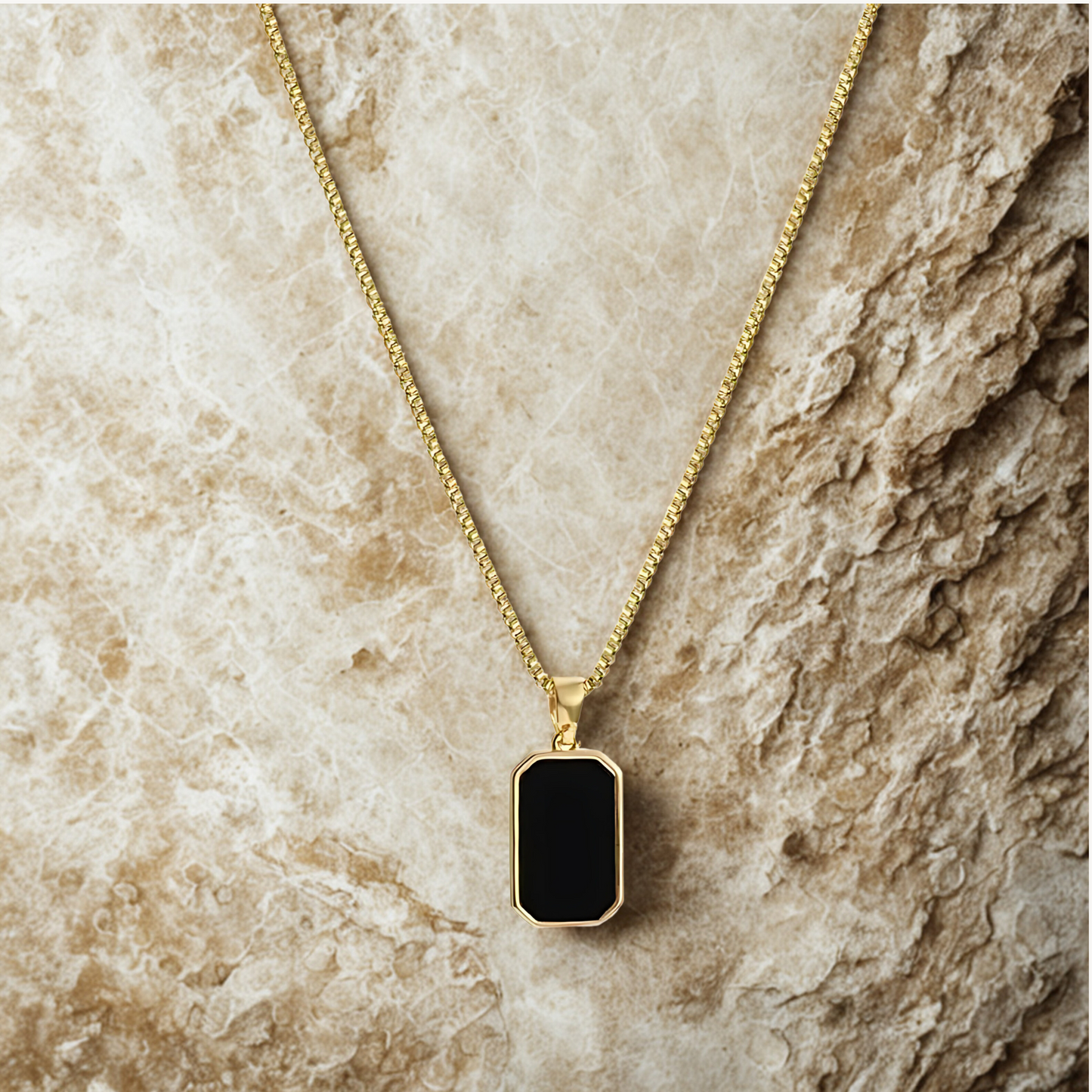 Black Pendant Necklace - Gold & Silver Chains | Unisex Necklace  |  Vogue Vault PK