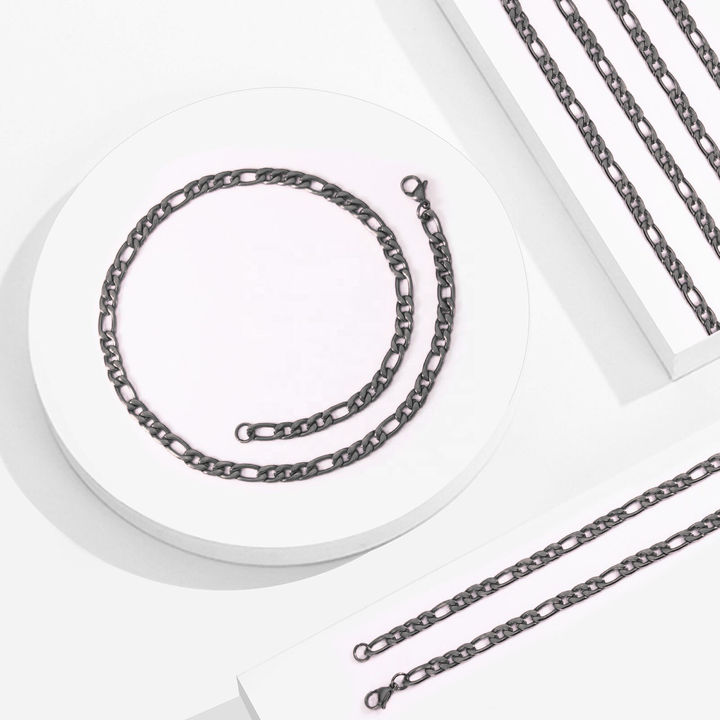 Tone Figaro Chain - Titanium Steel, Adjustable Fit