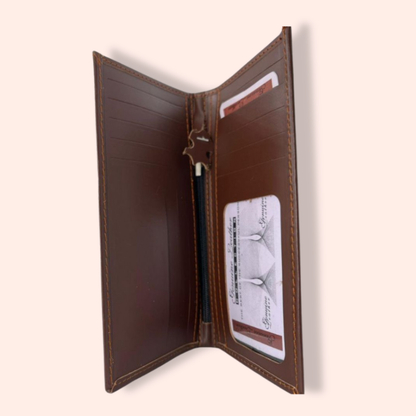 Pure cow leather long wallet for men