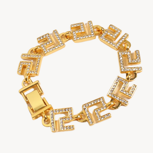 Luxury Geometric Link Bracelet – Gold & Silver | Imported Jewelry
