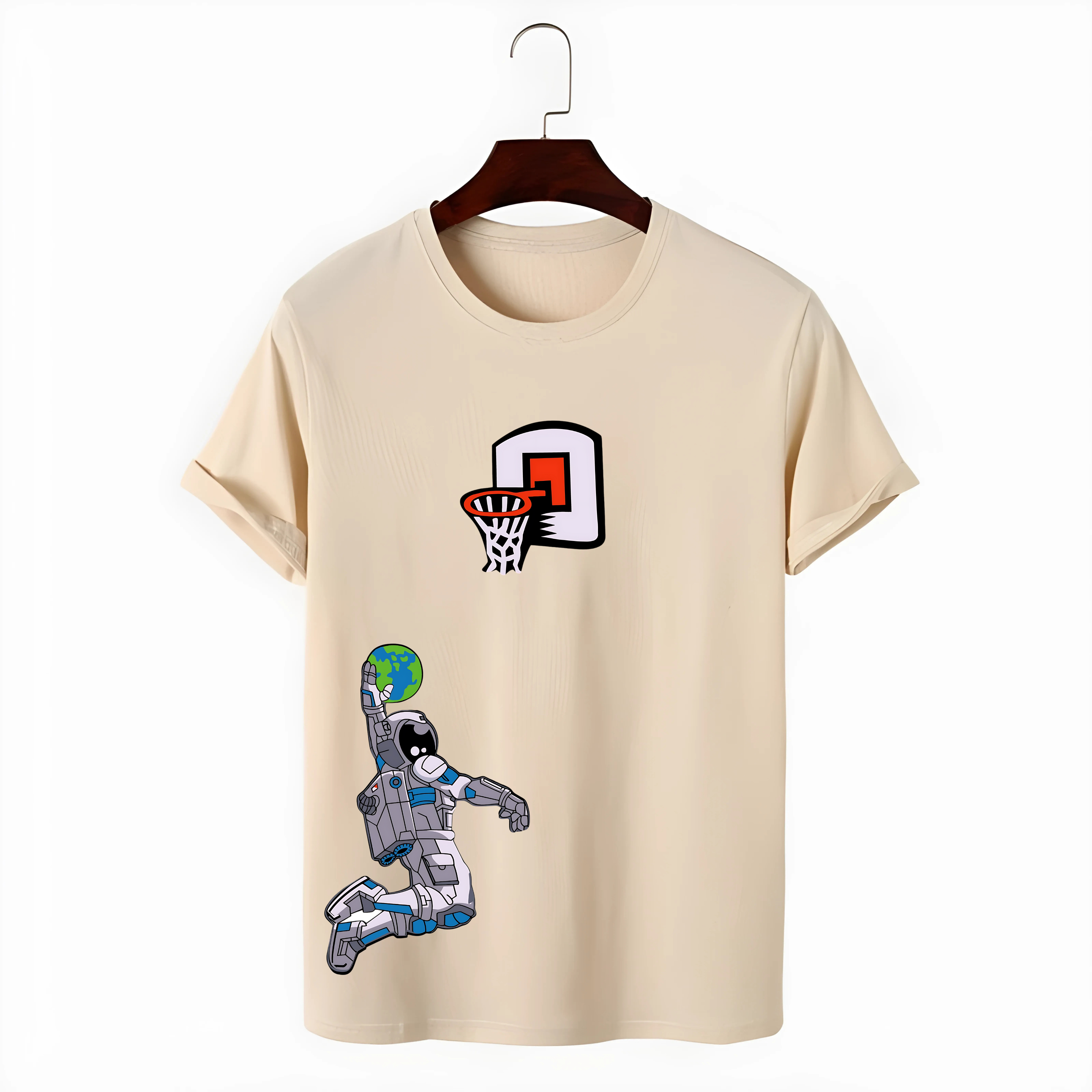 Unique Drop Shoulder Astronaut Basketball design T-shirt - Vogue Vault Pk