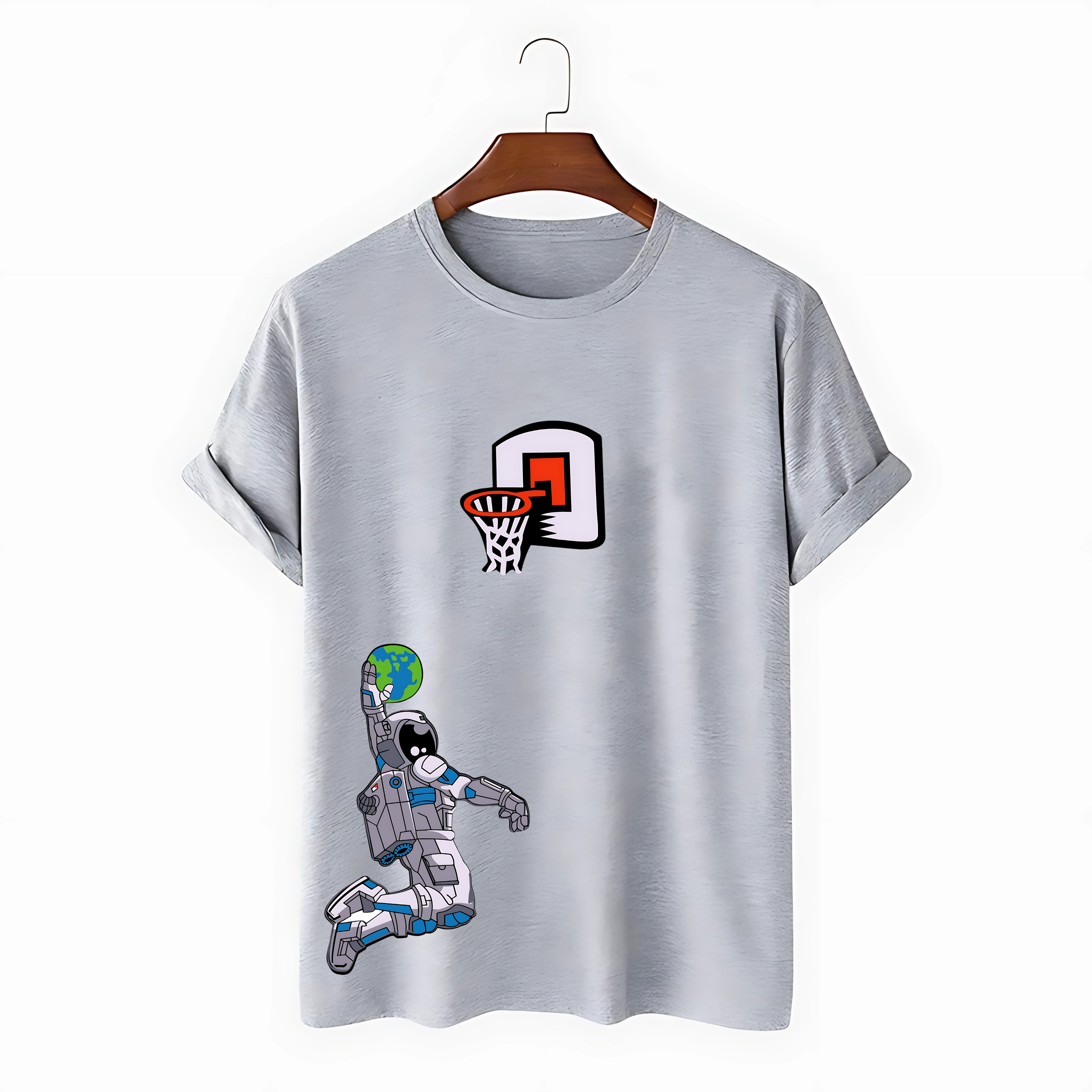 Unique Drop Shoulder Astronaut Basketball design T-shirt - Vogue Vault Pk