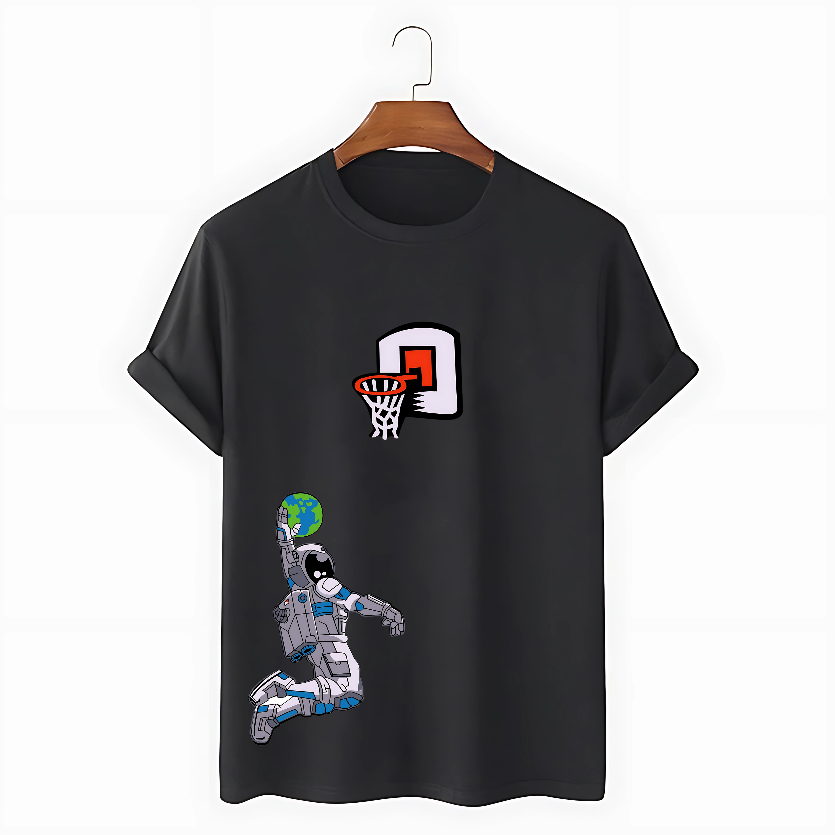 Unique Drop Shoulder Astronaut Basketball design T-shirt - Vogue Vault Pk
