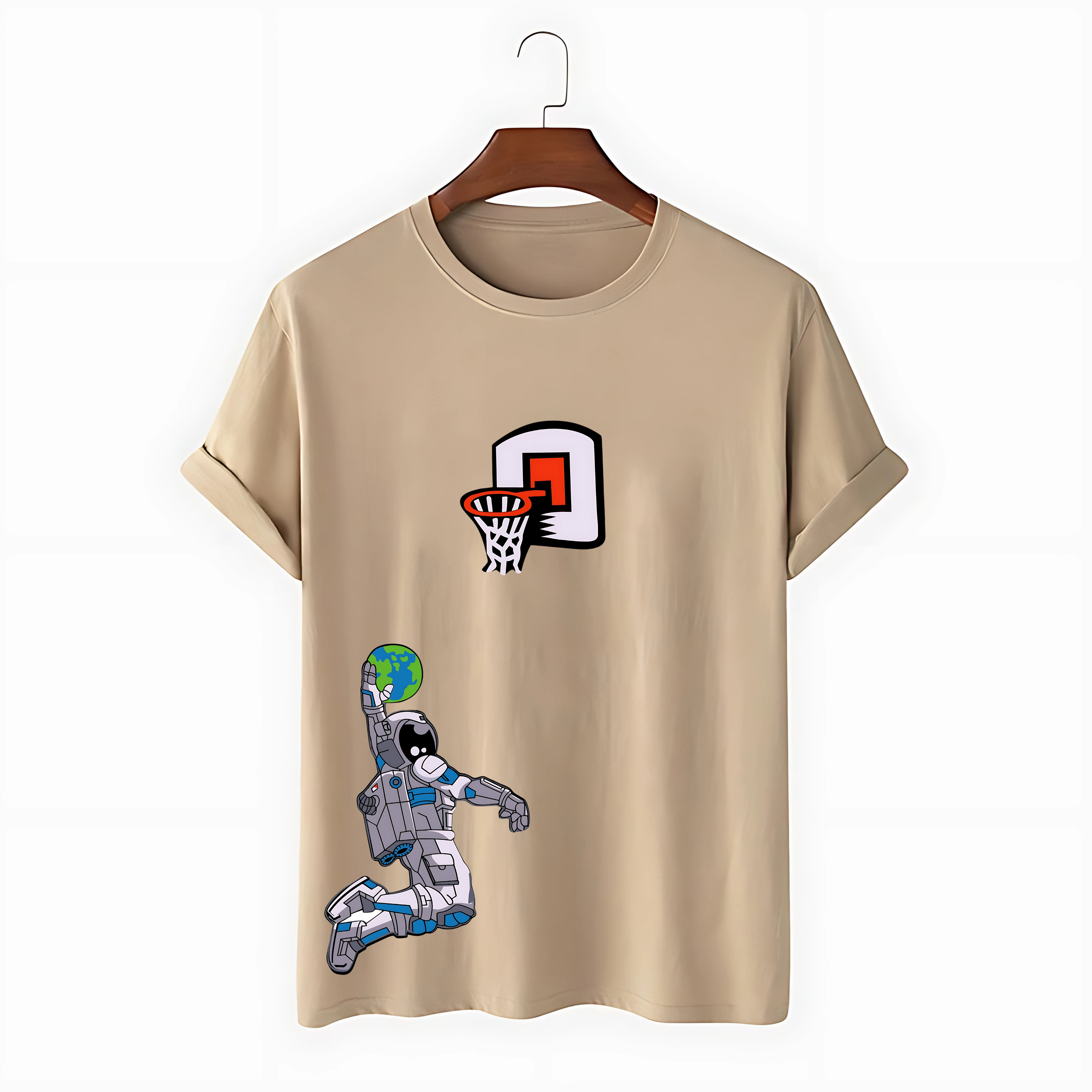 Unique Drop Shoulder Astronaut Basketball design T-shirt - Vogue Vault Pk