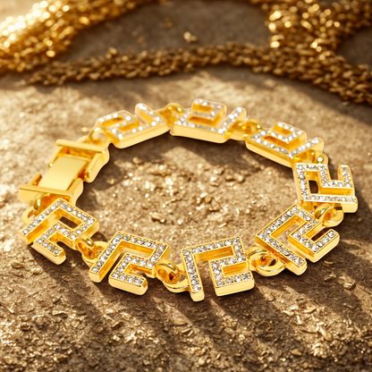 Luxury Geometric Link Bracelet – Gold & Silver | Imported Jewelry