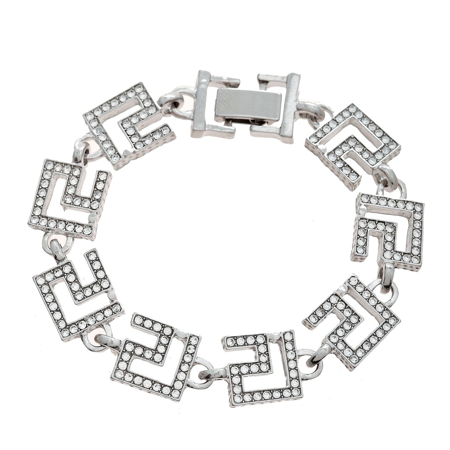 Luxury Geometric Link Bracelet – Gold & Silver | Imported Jewelry