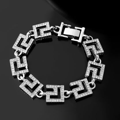 Luxury Geometric Link Bracelet – Gold & Silver | Imported Jewelry