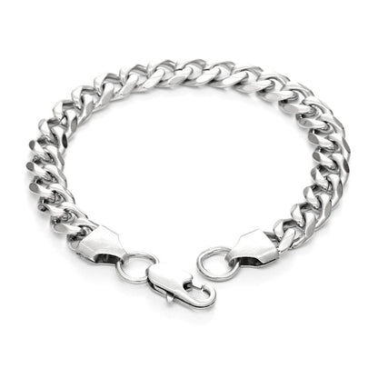 Stainless Silver Steel Curb Chain Bracelet