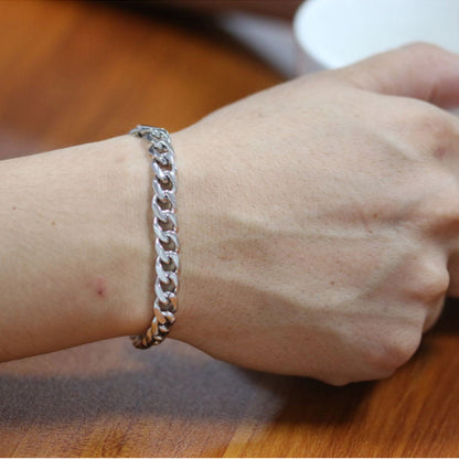 Stainless Silver Steel Curb Chain Bracelet
