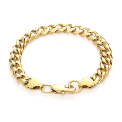 Stainless Silver Steel Curb Chain Bracelet