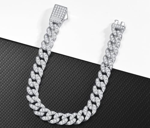 Iced Out Curb Chain Bracelet - Silver