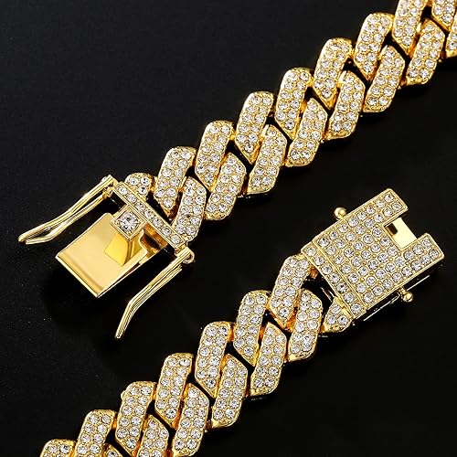 Iced Out Curb Chain Necklace - Gold