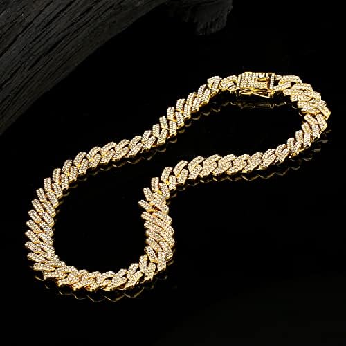 Iced Out Curb Chain Necklace - Gold