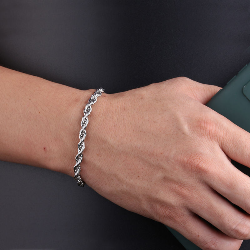 Stainless Steel Rope Chain Bracelet - Silver & Golden