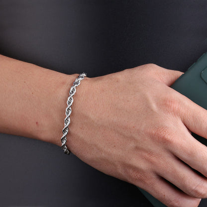 Stainless Steel Rope Chain Bracelet - Silver & Golden