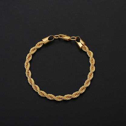 Stainless Steel Rope Chain Bracelet - Silver & Golden