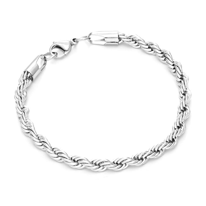 Stainless Steel Rope Chain Bracelet - Silver & Golden