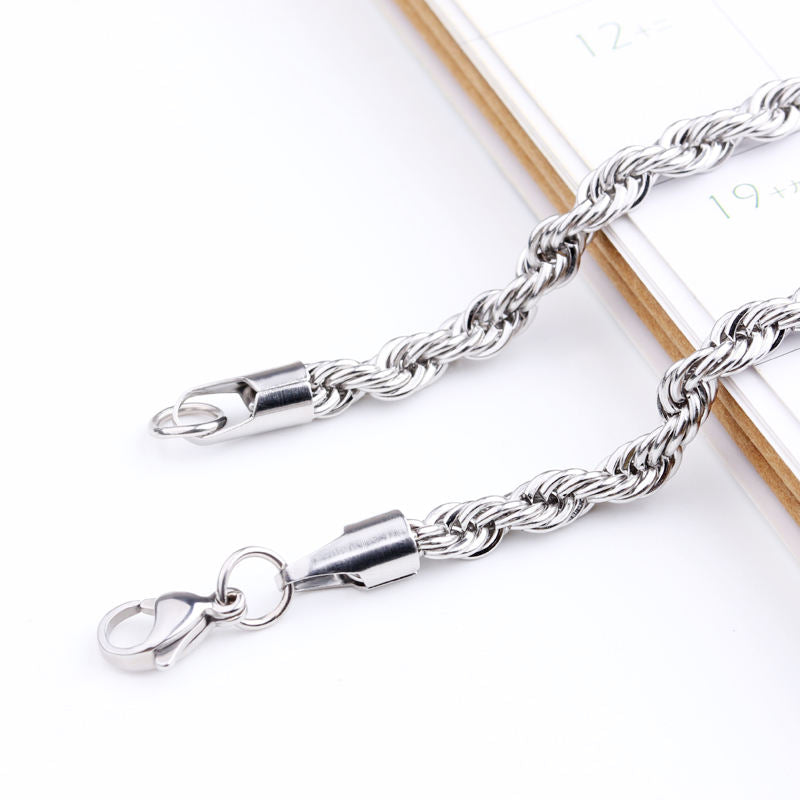 Stainless Steel Rope Chain Bracelet - Silver & Golden