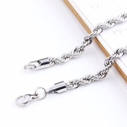 Stainless Steel Rope Chain Bracelet - Silver & Golden