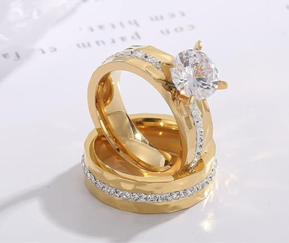 Classic Gold-Toned Couple Ring Set
